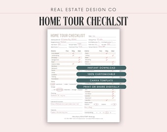 Real Estate Buyer Home Tour Checklist, Showing Feedback, Househunting Canva Template