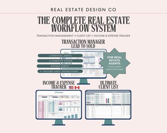 Real Estate Business Management System Google Sheets | Lead Tracker, Transaction Manager, Client CRM & Income Expense