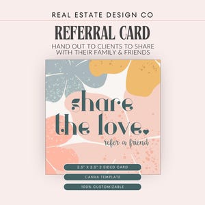 Modelo de Cartão de Indicação Imobiliária Canva: Marketing para Agentes, Compartilhe o Amor (6,35 cm x 6,35 cm)