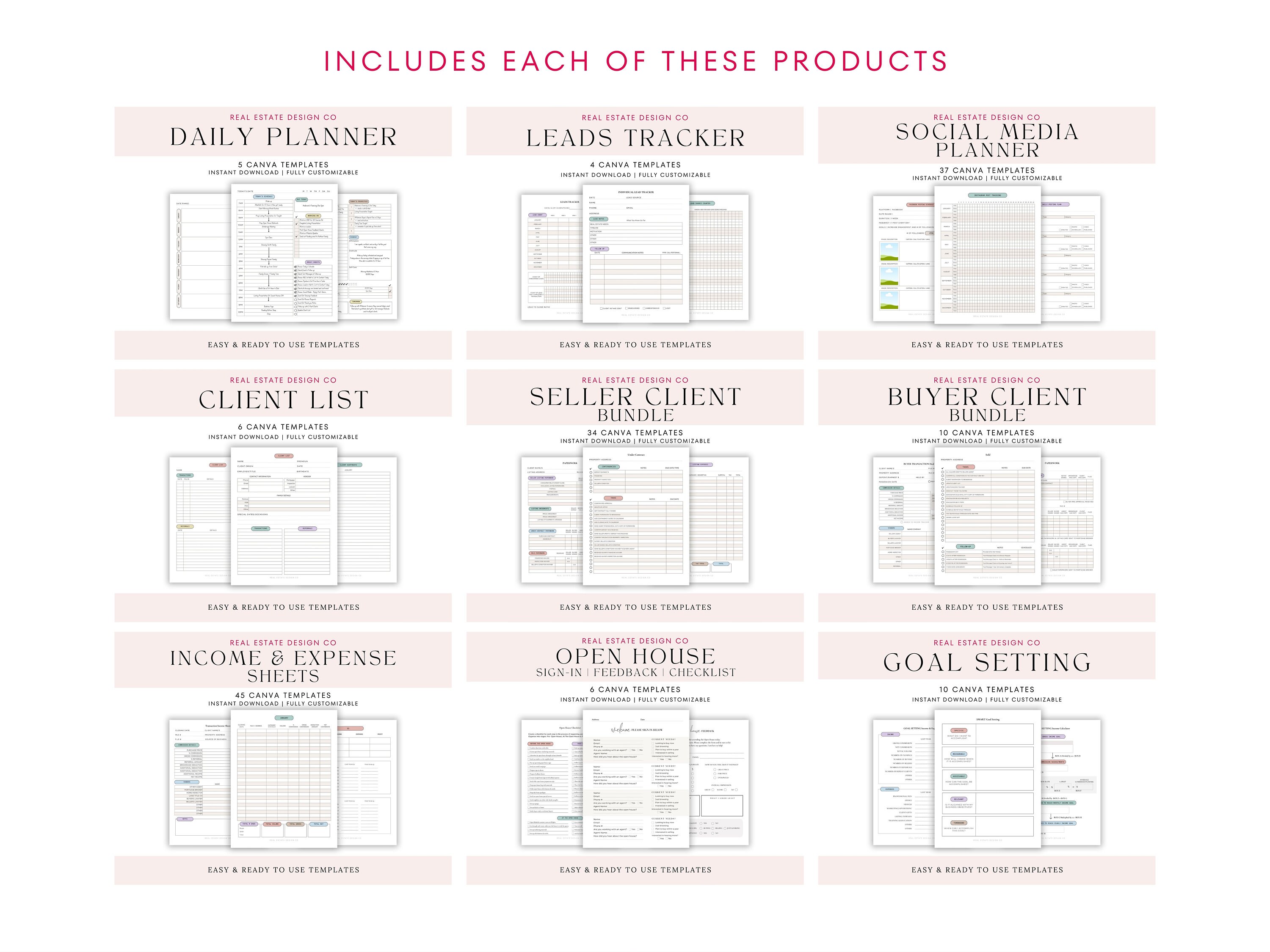 Ultimate Real Estate Business Planner Bundle, Canva Template, Goal ...
