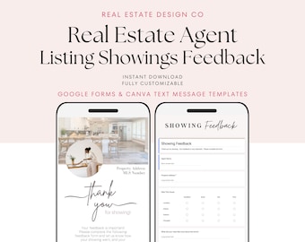 Real Estate Listing Showing Feedback Google Forms Thank You Text Message Canva Template Agent Showings Seller Listing Homes Business Tools