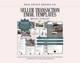 Real Estate Email Templates for Seller Transactions, Lead to Sold | Canva Templates | Agent Marketing