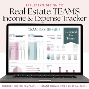 Real Estate Teams Income and Expense Tracker, Sales Tracker, Business Bookkeeping, Google Sheets Template, Financial Tracker, Task Checklist