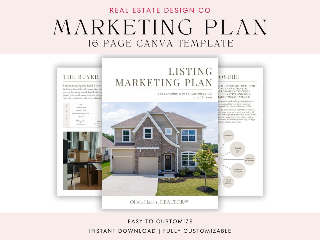 Real Estate Marketing Plan Canva Template Win Listings Home Seller ...