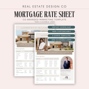 Canva-sjabloon hypotheekrenteblad, co-branded | Opendeurdag, listingmarketing