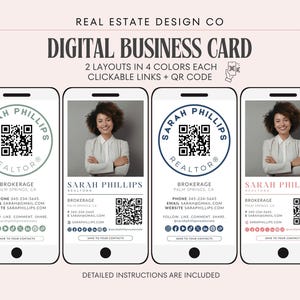 Real Estate Digital Business Card Canva Template with QR Code & Clickable Links