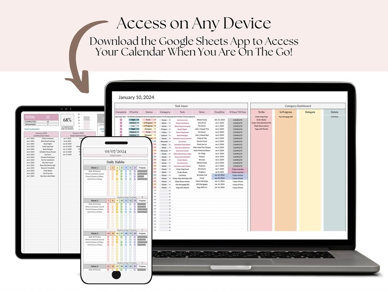 To-do List Task Tracker With Monthly Dynamic Calendar and Habit Tracker ...