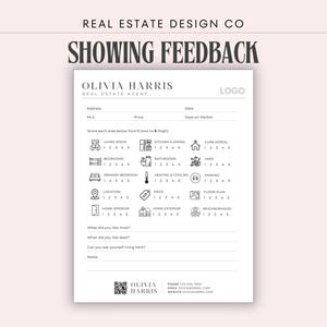 Showing Feedback Form: Real Estate Buyer Client Home Tour Property Rating (Canva Template)