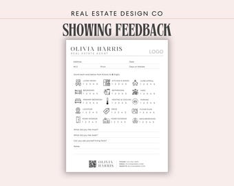 Zeige Feedback-Formular: Grundbesitz Käufer Klient Home Tour Bewertung (Canva Vorlage)
