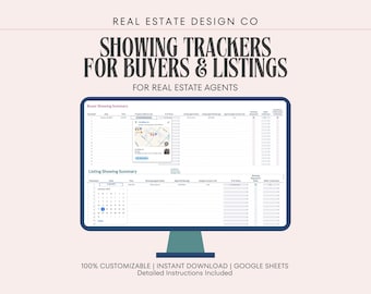 Real Estate Showings Tracker, Buyers & Listings, Google Sheets Spreadsheet, Client Tracker