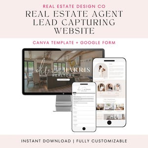 Real Estate Agent Lead Capture Website, Canva Website Template, Google Forms Intake, Buyer and Seller Intake, Lead Intake, Selling Homes