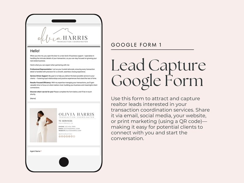 Transaction Coordinator Google Forms Templates, Lead Capture, Inquiry, Real Estate Agent Onboarding, Transaction Intake image 2