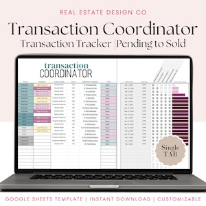 Checklist vastgoedtransactiecoördinator, pijplijn, transactiechecklist, taaktracker, klanttracker, Google Spreadsheets-spreadsheet