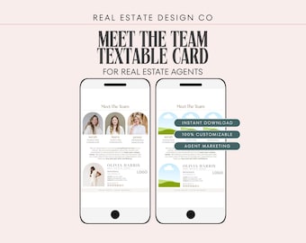 Real Estate Meet The Team Textable Card: Canva Template for Agents