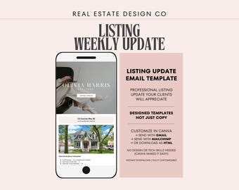Real Estate Listing Update Email Template | Seller Communication, Canva, Gmail, Mailchimp, HTML
