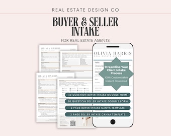 Fragebogen zur Kundenaufnahme für Immobilienkäufer und -verkäufer, Google-Formular, Canva-Vorlage, Marketing, Kunden-Onboarding