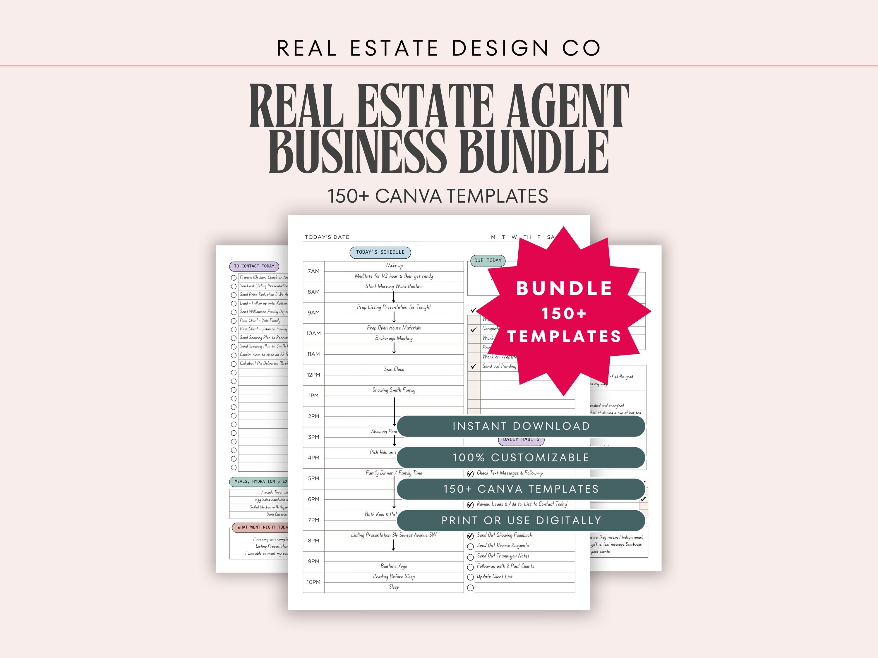 Real Estate Business Planner Bundle: 150+ Canva Templates (digital ...