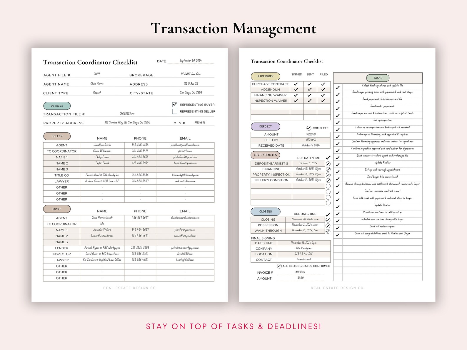 Transaction Coordinator Checklist Canva Template Real Estate ...