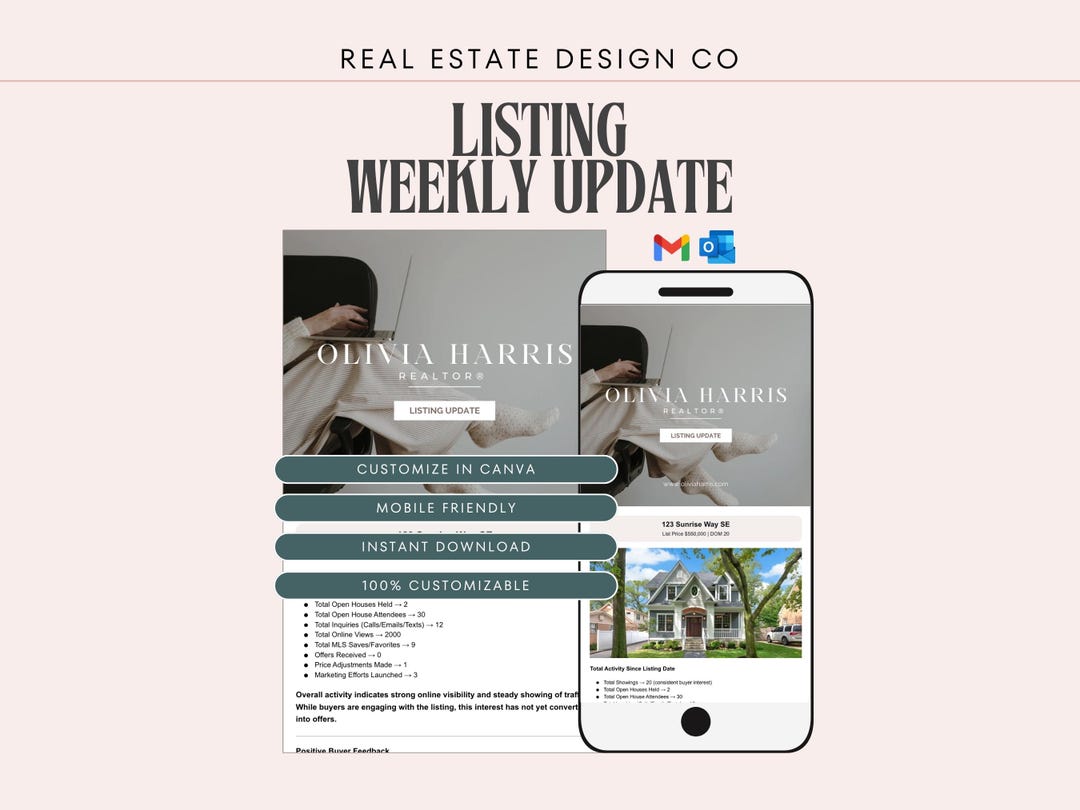 Real Estate Listing Update Email Template | Seller Communication, Canva ...