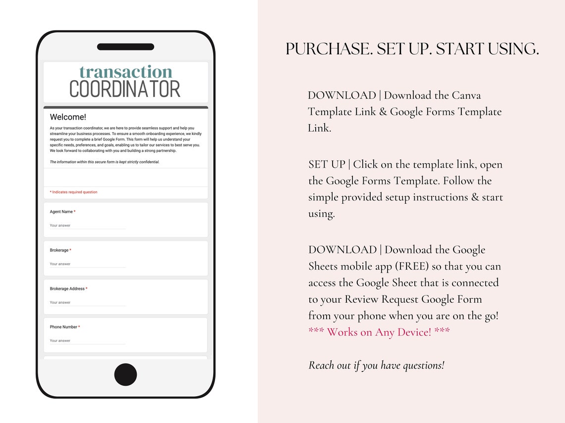 Transaction Coordinator Google Forms Templates Client Inquiry - Etsy