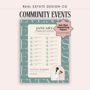 Real Estate Agent Community Event Flyer Canva Template, Monthly Marketing (Digital Download) image 1