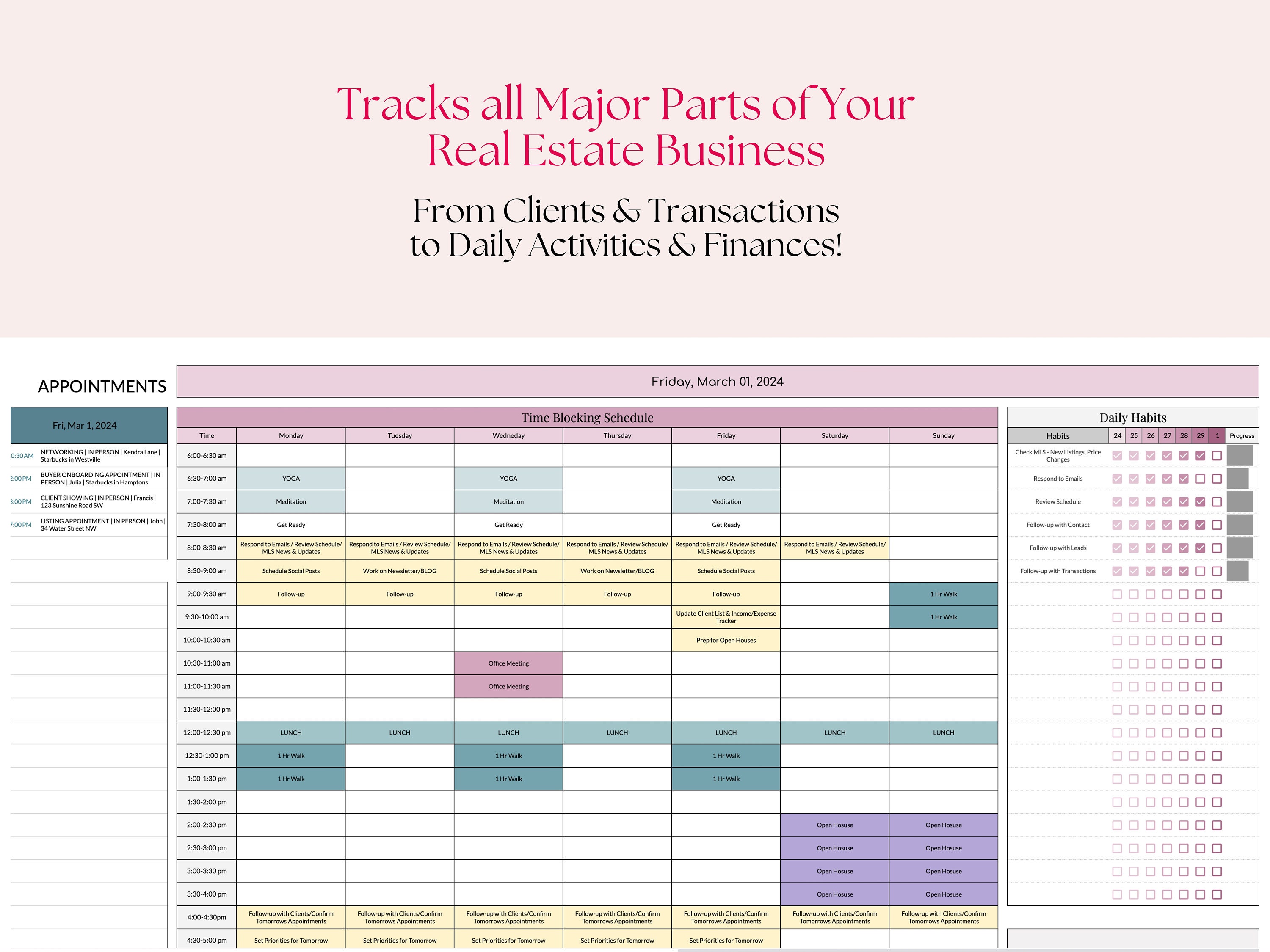 Allinone Real Estate Business Tracker, Google Sheets Spreadsheet