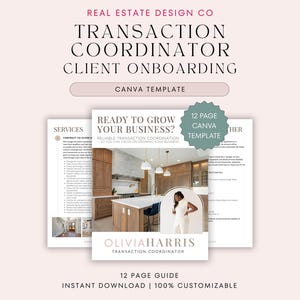 Transaction Coordinator Onboarding Template | Client Welcome Packet for TCs | Editable Canva Template | Real Estate TC Marketing Packet