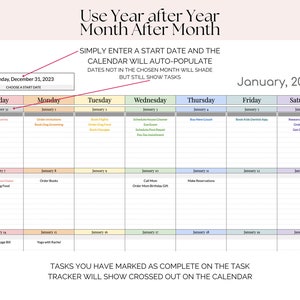 To-do List Task Tracker With Monthly Dynamic Calendar and Habit Tracker ...