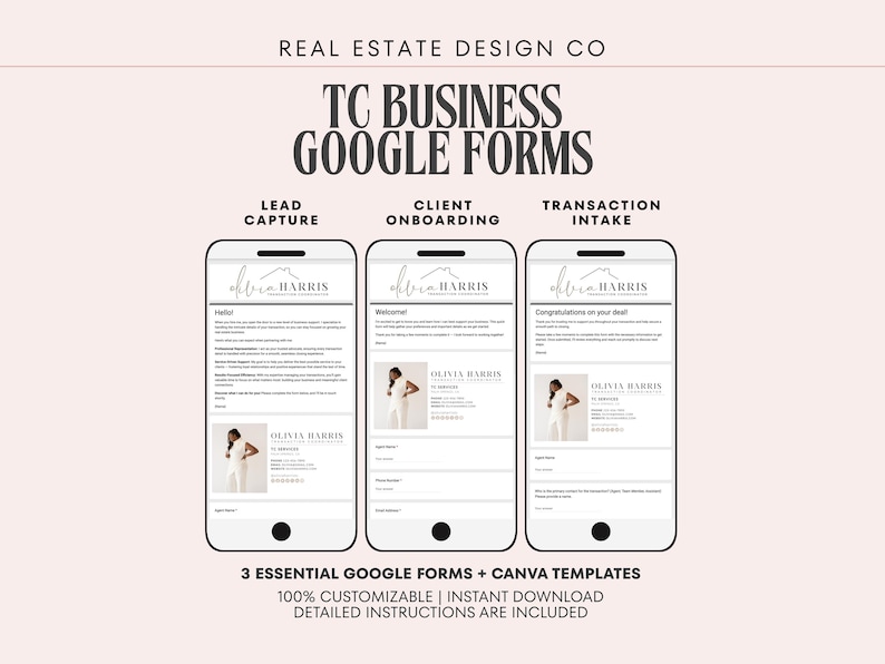 Transaction Coordinator Google Forms Templates, Lead Capture, Inquiry, Real Estate Agent Onboarding, Transaction Intake image 1