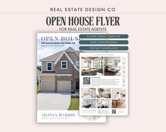 Real Estate Open House Flyer Canva Template with QR Code (8.5x11), Listing Marketing