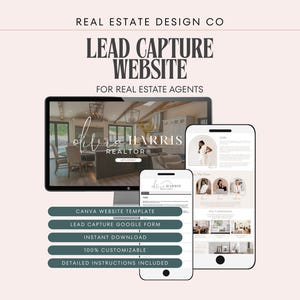 Real Estate Agent Lead Capture Website, Canva Template, Google Forms Intake, Buyer & Seller