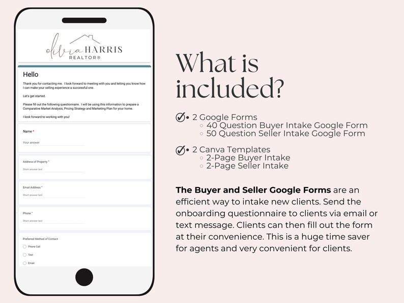 Buyer and Seller Intake Questionnaire, Real Estate Google Form Plus Canva Template, Agent Marketing Client Onboarding image 2