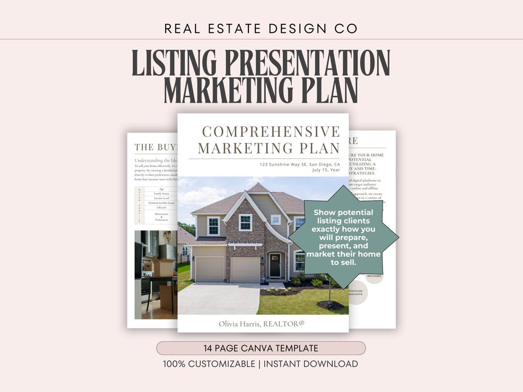 Real Estate Listing Presentation Marketing Plan: 16-page Canva Template ...