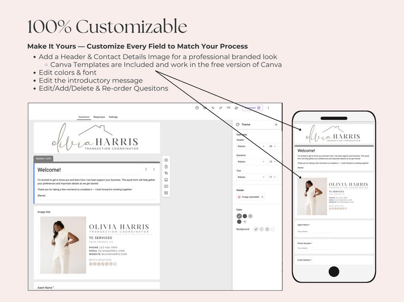 Transaction Coordinator Google Forms Templates, Lead Capture, Inquiry, Real Estate Agent Onboarding, Transaction Intake image 6