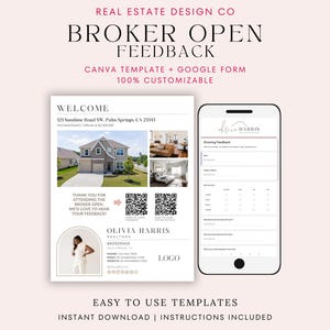 Real Estate Broker Open System | Welcome Signs (Canva Templates), QR Codes & Feedback Request Google Form