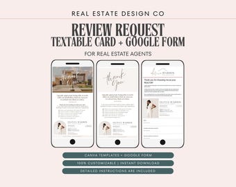 Real Estate Review Request: Google Form & Canva Templates (Digital Download), Agent Marketing, Client Testimonial