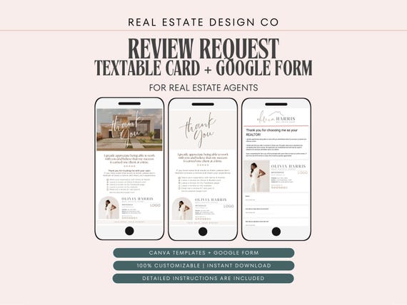 Real Estate Review Request: Google Form & Canva Templates (Digital Download), Agent Marketing, Client Testimonial