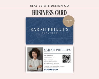 Real Estate Agent Business Card: Canva Template (Printable Digital Download), Marketing, Brand Identity