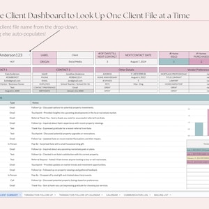 Lista de clientes inmobiliarios en Google Sheets, CRM con calendario de seguimiento, panel de control de clientes. imagen 4