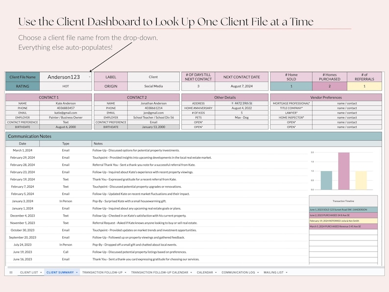 Lista de clientes inmobiliarios en Google Sheets, CRM con calendario de seguimiento, panel de control de clientes. imagen 4