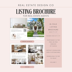 Real Estate Property Bi-Fold Brochure: Listing Flyer, Marketing Canva Template (Digital Download)