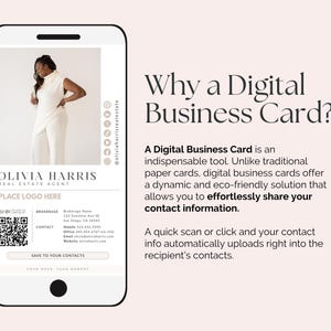 Mall för digitala visitkort för fastigheter i Canva med QR-kod och klickbara länkar bild 2