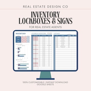 Real Estate Agent Lockbox, Sign & Rider Inventory Tracker, Google Sheets Template, Business Tools