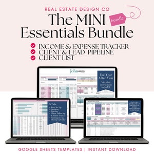 Mini Essentials Bundle Real Estate Google Sheets Income & Expense Tracker Spreadsheet Buyer Seller Pipeline Client List Follow-up Calendar