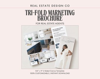Real Estate Tri-Fold Brochure Canva Template, Agent Marketing, Printable (Digital Download)