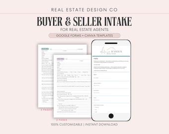 Buyer and Seller Intake Questionnaire, Real Estate Google Form Plus Canva Template, Agent Marketing Client Onboarding