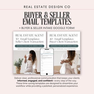 Real Estate Buyer & Seller Email Templates Plus Client Intake Google Form, Gmail, Transaction Management