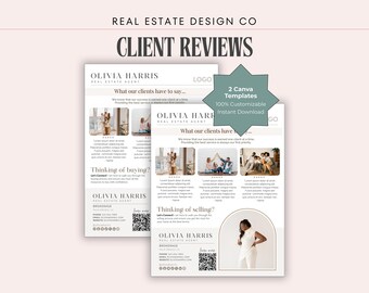 Real Estate Client Reviews Canva Template, Buyer & Seller Marketing Flyer, Testimonials, Prospecting