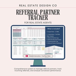Referral Partner Tracker: Google Sheets, Real Estate, Measure Conversions (Digital Download)