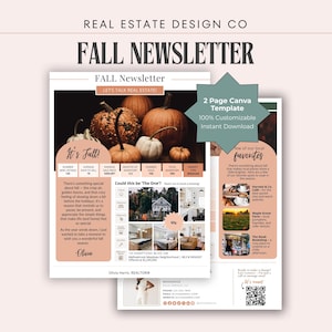 Fall Real Estate Newsletter | Autumn Marketing Canva Template, Email, Print, Text, Share on Social